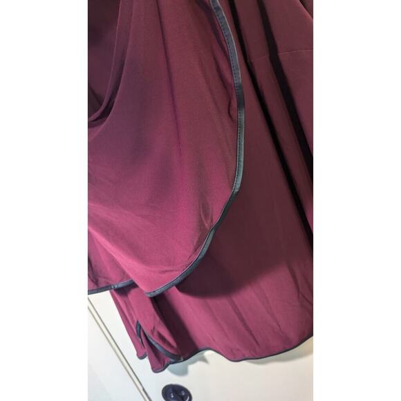 MSK Women Blouse Plus Size 3X Faux Leather Trim Flutter Sleeves Blouson - Picture 4 of 11